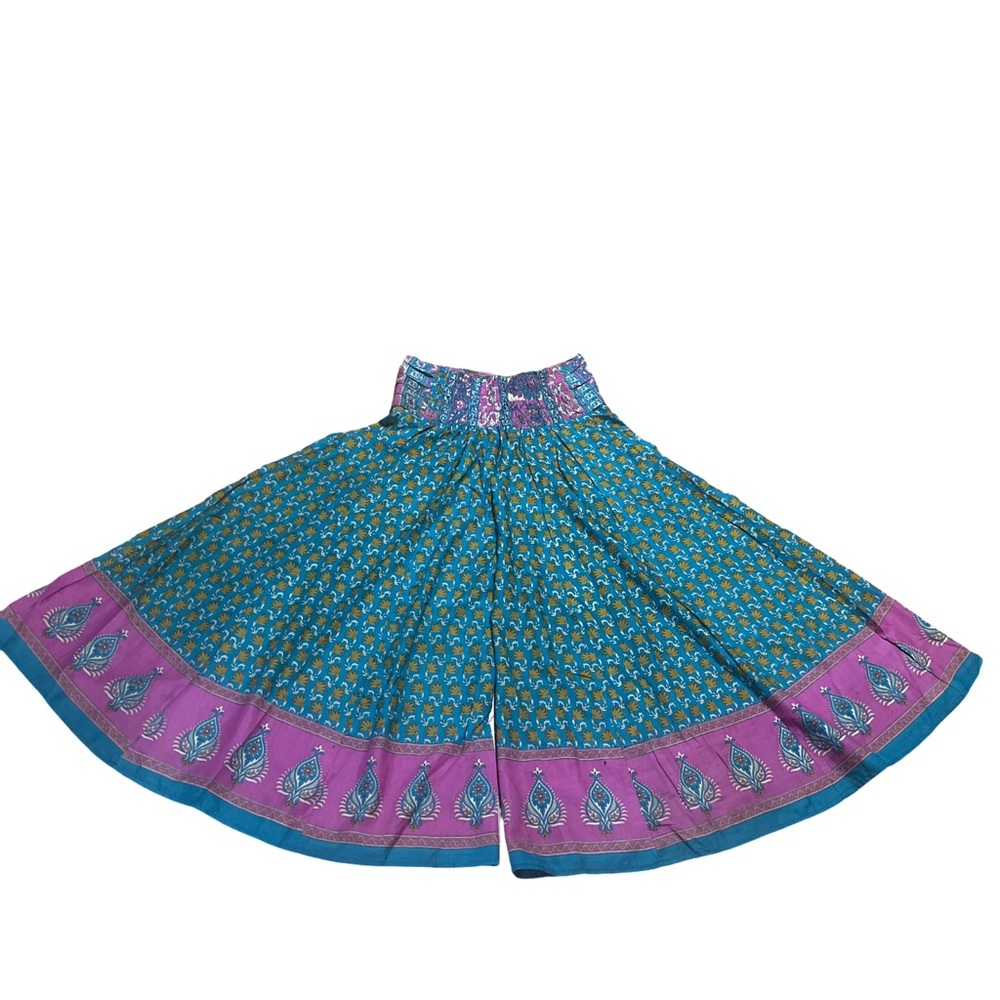 Bohemian Purple and Green Wide Leg Pants Made in India - Picture 6 of 8